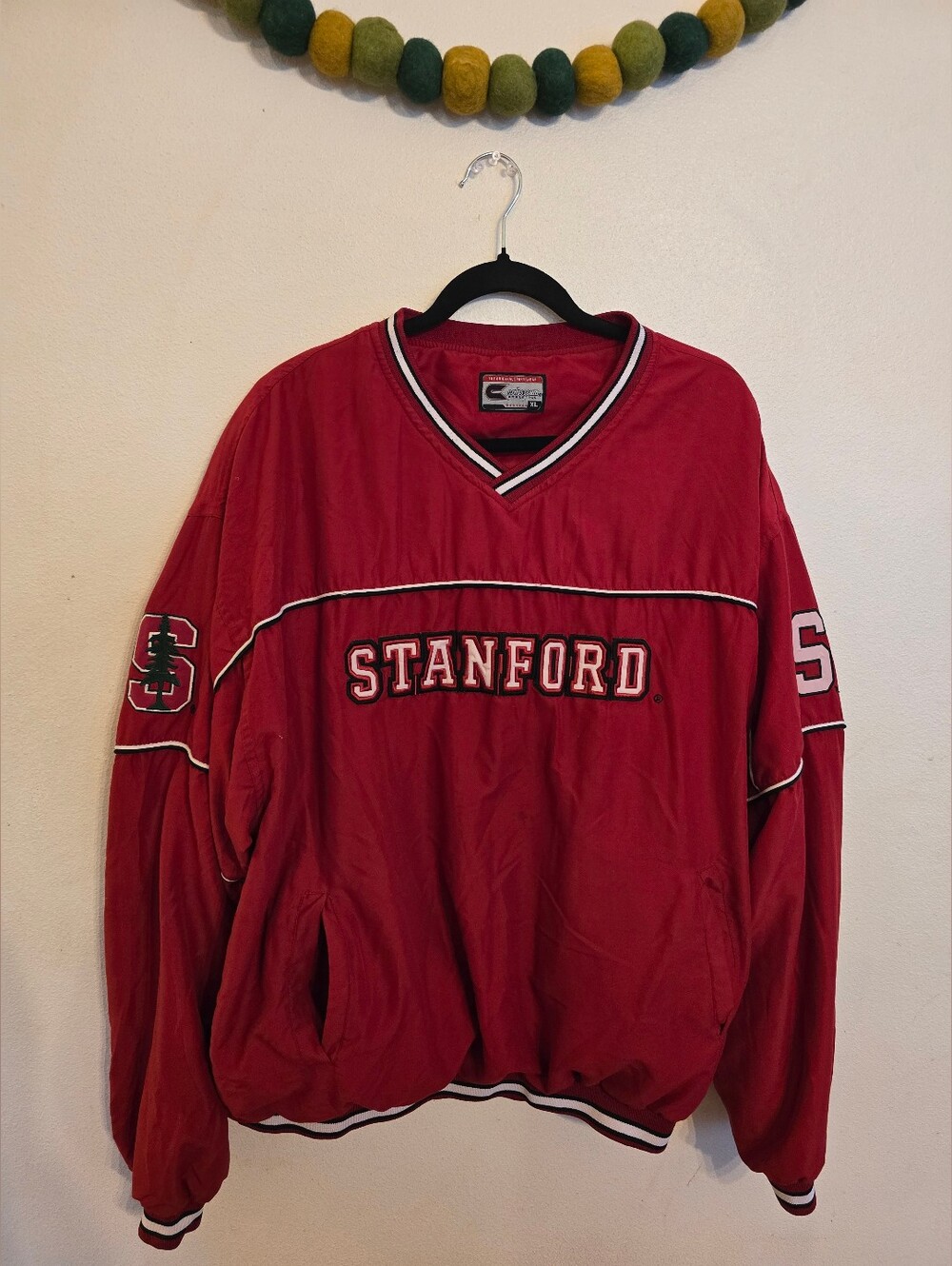 VTG 90's Stanford University Jacket Men's XL Red Pull Over Windbreaker Lined